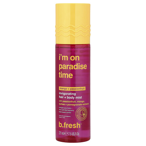 B.fresh I'm on Paradise Time, Invigorating Hair + Body Mist, Mango + Passionfruit, 7.5 fl oz (221 ml)
