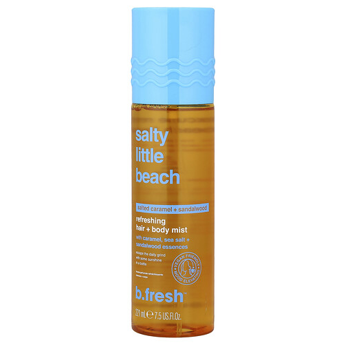 B.fresh Salty Little Beach, Refreshing Hair + Body Mist, Salted Caramel + Sandalwood, 7.5 fl oz (221 ml)
