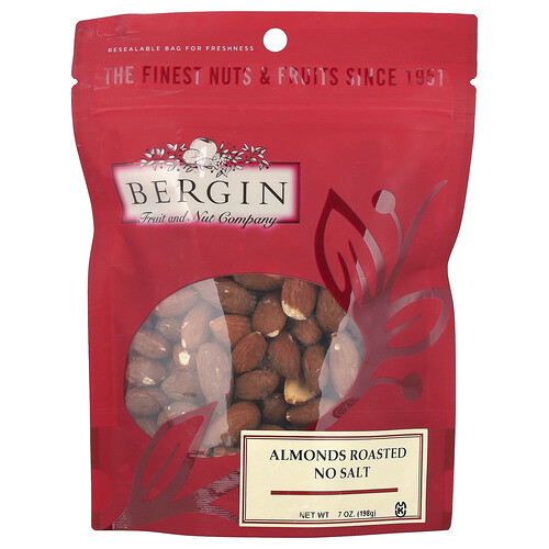 Bergin Fruit and Nut Company, Almonds Roasted, geröstete Mandeln, ohne Salz, 198 g (7 oz.)