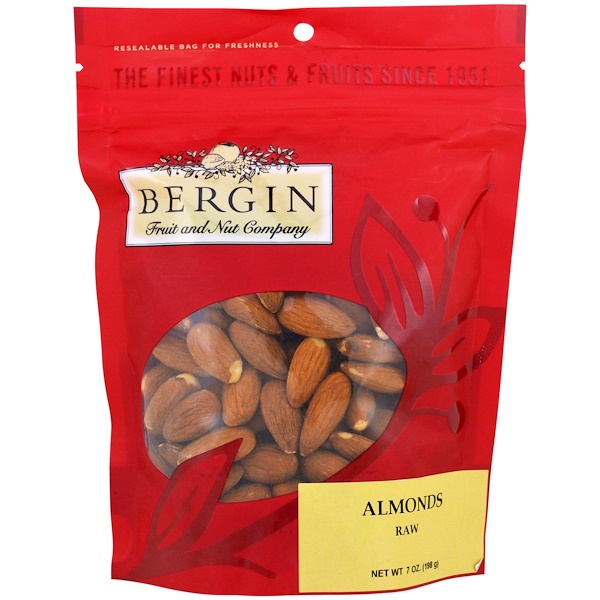 Bergin Fruit and Nut Company, Almonds, Raw, 7 oz (189 g) iHerb