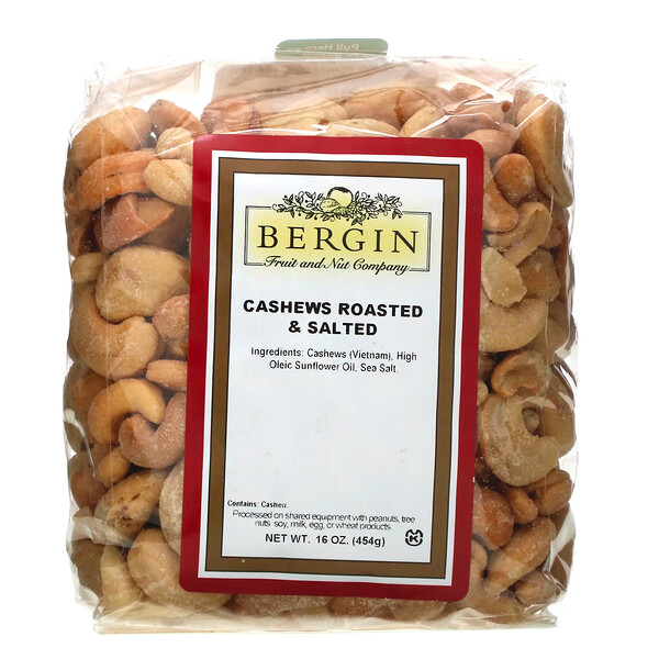 Bergin Fruit and Nut Company, 鹽漬烤腰果，16盎司（454克）