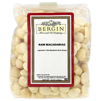 Bergin Fruit and Nut Company, Macadamias crudas, 454 g (16 oz)