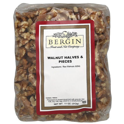 Bergin Fruit and Nut Company, Walnut Halves and Pieces, Walnüsse, Hälften und Stücke, 312 g (11 oz.)