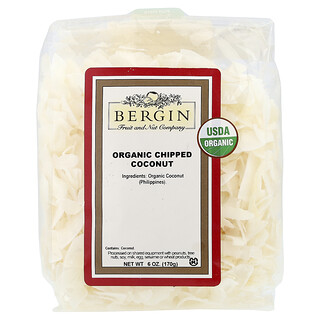 Bergin Fruit and Nut Company, Nucă de cocos cioplită organică, 6 oz (170 g)