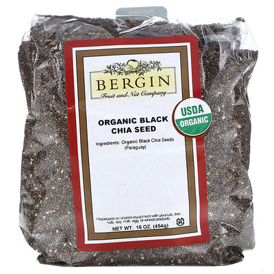 Bergin Fruit and Nut Company органические черные семена чиа, 454 г (16 унций)