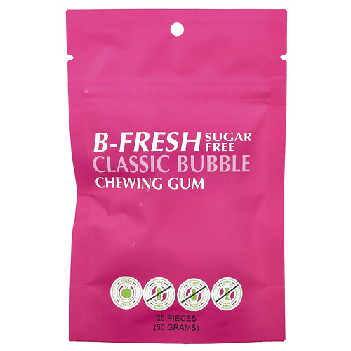 B-Fresh, Chewing Gum, Sugar Free, Classic Bubble, 25 Pieces, (50 g)