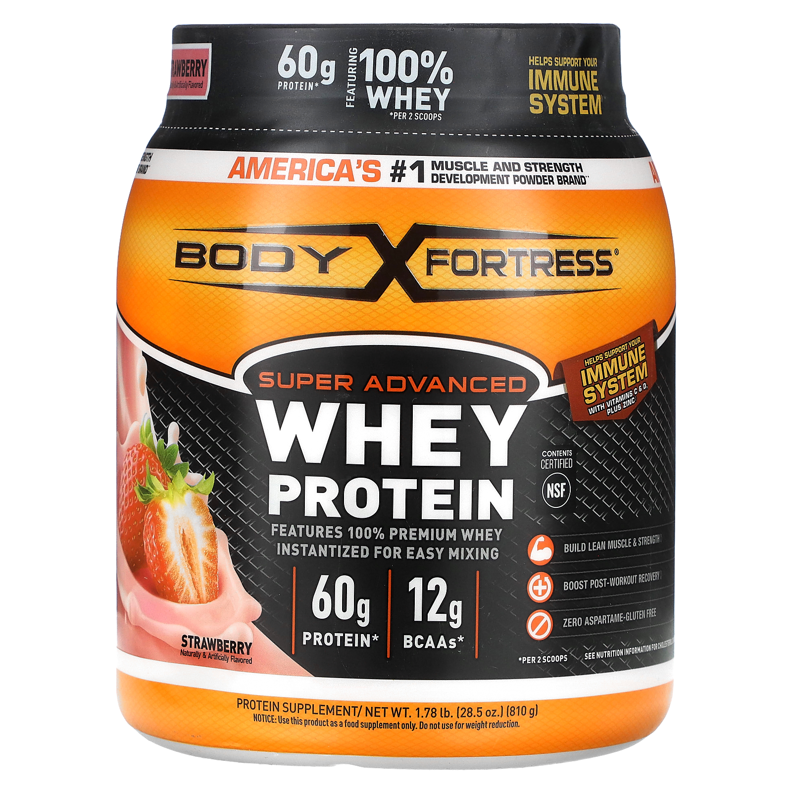 Super Advanced Whey Protein, Strawberry , 1.78 lb 810 g
