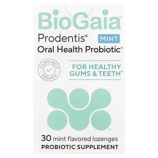 BioGaia, Suplemento probiótico para la salud bucal Prodentis®, Para encías y dientes saludables, Menta, 30 pastillas probióticas