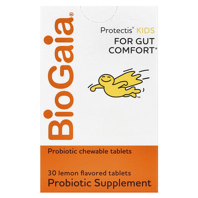 Biogaia , Protectis Kids, For Gut Comfort, Lemon, 100 Million Cfu Probiotic Chewable Tablets Size 30