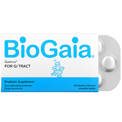 

BioGaia Gastrus For GI Tract, Mandarin, 30 Chewable Tablets