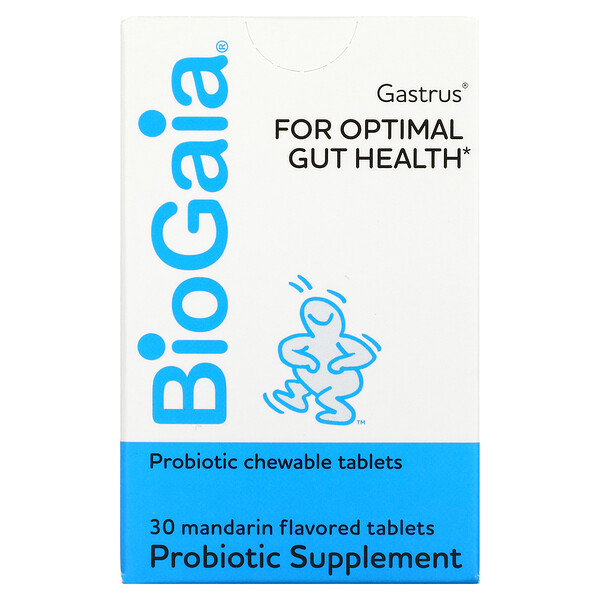 BioGaia‏, Gastrus من أجل صحة الأمعاء المثلى، الماندرين، 30 قرصًا قابلًا للمضغ