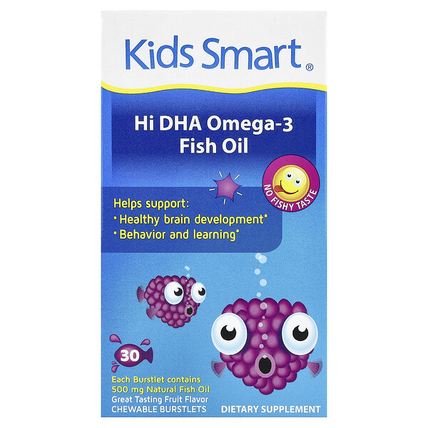 Kids Smart Kids Smart®, Hi DHA-Omega 3 Fish Oil, Fruit, 30 Chewable Burstlets