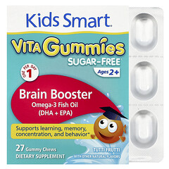 Vita Gummies, Brain Booster, добавка для підтримки мозку, без цукру, для дітей від 2 років, зі смаком фруктів, 27 жувальних таблеток