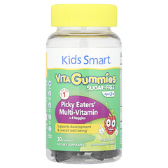 Kids Smart® Vita, мультивітаміни + 4 овочі для дітей віком від 3 років, цитрусові й ягоди, 30 жувальних таблеток