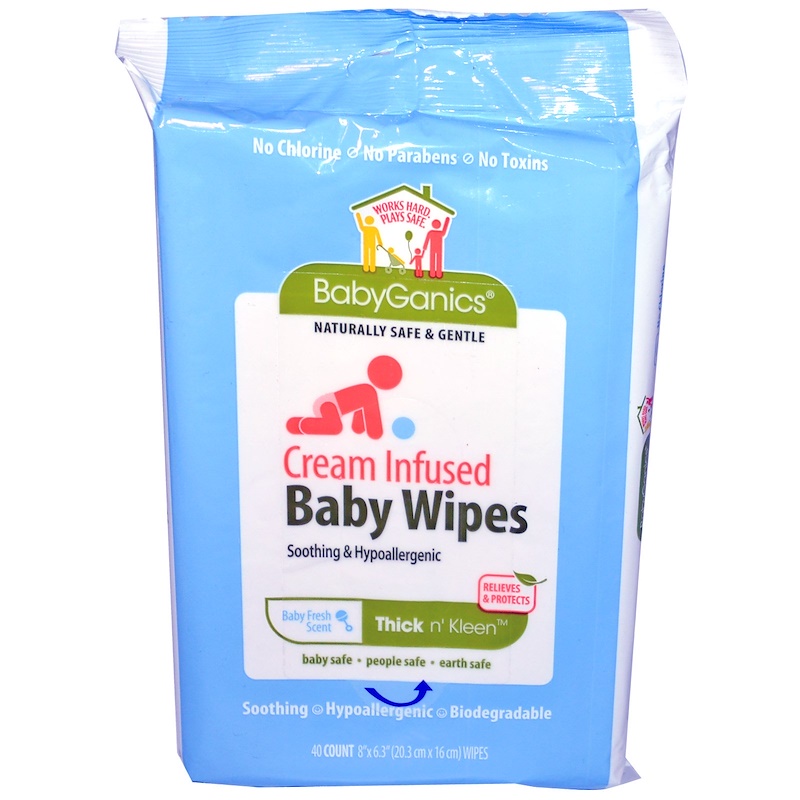 BabyGanics, Thick N� Kleen, Cream Infused Baby Wipes, Baby