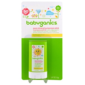 BabyGanics, Pure Mineral Sunscreen Stick, SPF 50+, 0.47 oz (13 g)