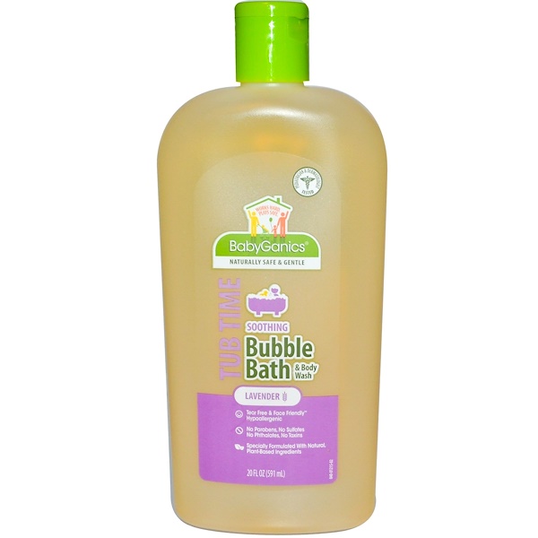 BabyGanics, Tub Time, Soothing Bubble Bath & Body Wash, Lavender, 20 fl