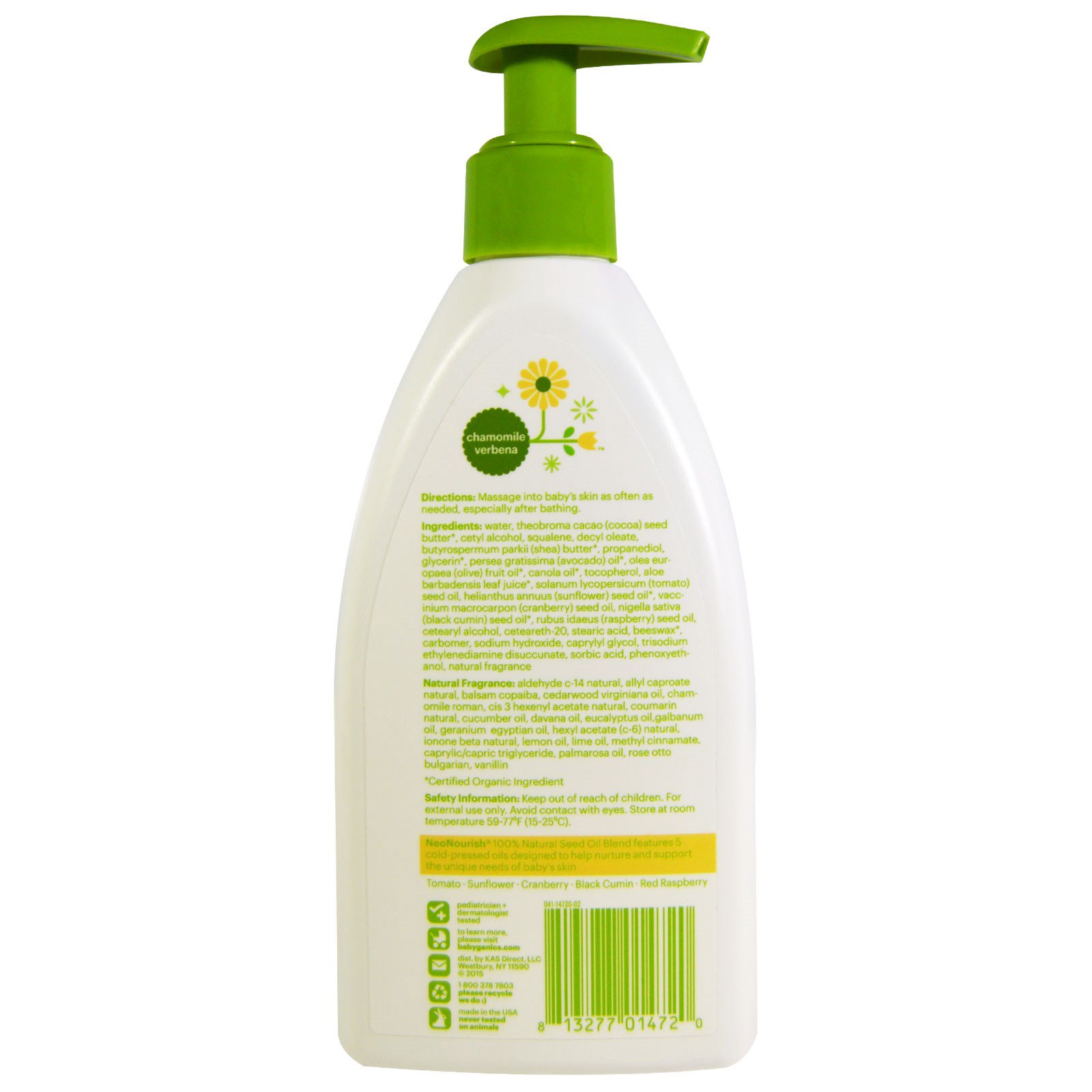 BabyGanics, Moisturizing Daily Lotion, Chamomile Verbena, 9 fl oz (266