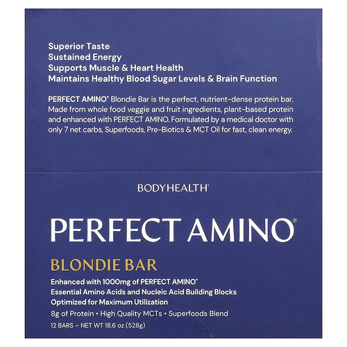 Bodyhealth Perfect Amino® Bar, Blondie, 12 Bars, 1.55 oz (44 g) Each
