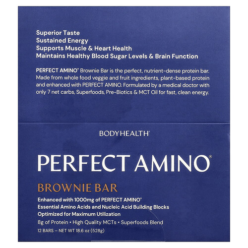 BodyHealth, Perfect Amino® Bar, Brownie, 12 Riegel, je 44 g (1,55 oz.).