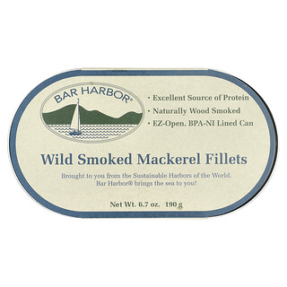 Bar Harbor, Filetes de Cavala Defumada Silvestre, 190 g (6,7 oz)