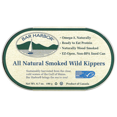 Bar Harbor All Natural Smoked Wild Kippers, 6.7 oz (190 g)