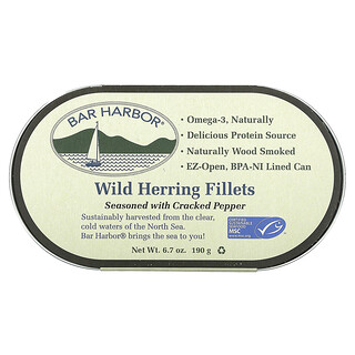 Bar Harbor, Wild Herring Fillets, Seasoned with Cracked Pepper, 6.7 oz (190 g)