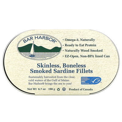 Bar Harbor Skinless, Boneless Smoked Sardine Fillets, 6.7 oz (190 g)