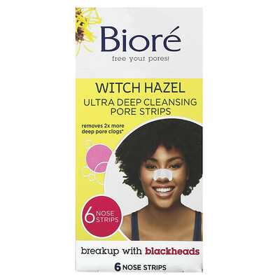 

Biore, Ultra Deep Cleansing Pore Strips, Witch Hazel, 6 Nose Strips