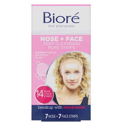 Biore Комплект полосок для глубокого очищения пор, для носа и лица, 14 полосок