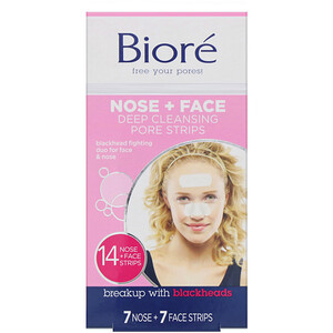 Biore, Deep Cleansing Pore Strips Combo Pack, Nose + Face, 14 Strips отзывы