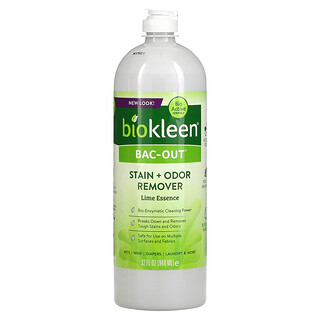Biokleen, Bac-Out, Stain + Odor Remover, Lime Essence, 32 fl oz (946 ml)