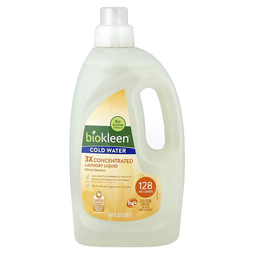 Biokleen, 3X Concentrated Laundry Liquid, Citrus, 64 fl oz (1.89 l)