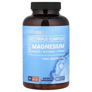 BioEmblem, Magnesio de triple complejo, 180 cápsulas vegetales (150 mg por cápsula)