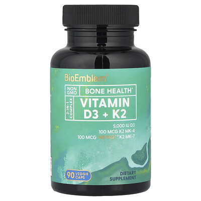 BioEmblem, Vitaminas D3 y K2, 90 cápsulas vegetales