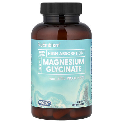 BioEmblem, Glicinato de magnesio con picolinato de zinc, 90 cápsulas vegetales