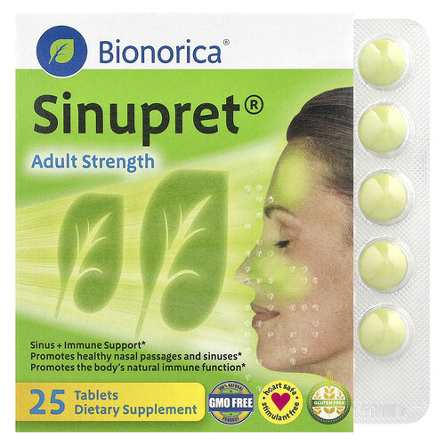 Bionorica Sinupret®, Sinus + Immune Support, Adult Strength, 25 Tablets