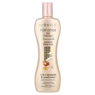 Biosilk, Silk Therapy®, 2-i-1 shampoo og balsam, til hunde, jasmin og honning, 355 ml