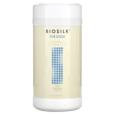 Купить Biosilk Silk Therapy, увлажняющие и очищающие салфетки для собак, 50 шт.