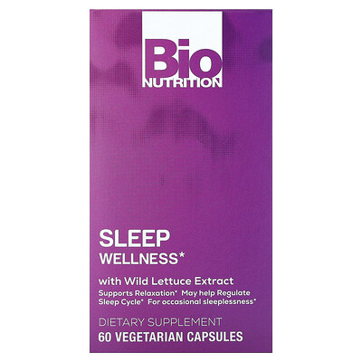 Bio Nutrition, Bienestar para dormir con extracto de lechuga silvestre, 60 cápsulas vegetales