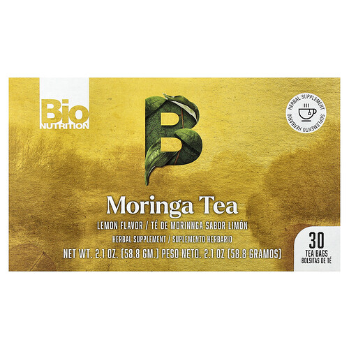 Bio Nutrition, Moringa Tea, Moringa-Tee, Zitrone, koffeinfrei, 30 Teebeutel, 58,8 g (2,1 oz.)