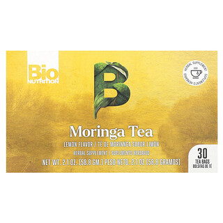 Bio Nutrition, Tè alla moringa, limone, senza caffeina, 30 bustine di tè, 58,8 g