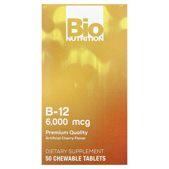 Вітамін B12, вишня, 6000 мкг, 50 жувальних таблеток