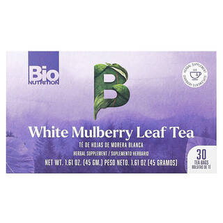 Bio Nutrition, Té de hoja de morera blanca, Sin cafeína, 30 bolsitas de té, 45 g (1,61 oz)