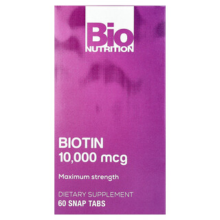 Bio Nutrition, Biotin, Maximum Strength, 10,000 mcg, 60 Snap Tabs