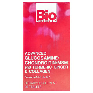 Bio Nutrition, Advanced Glucosamine/Chondroitin/MSM and Turmeric, Ginger & Collagen, 90 Tablets