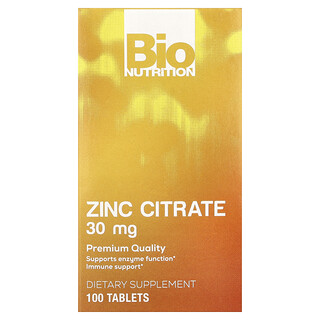 Bio Nutrition, Çinko Sitrat, 30 mg, 100 Tablet