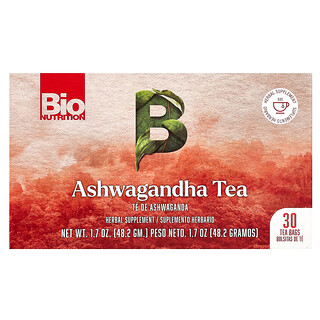 Bio Nutrition, Ashwagandha-thee, cafeïnevrij, 30 theezakjes, 1,7 oz (48,2 g)