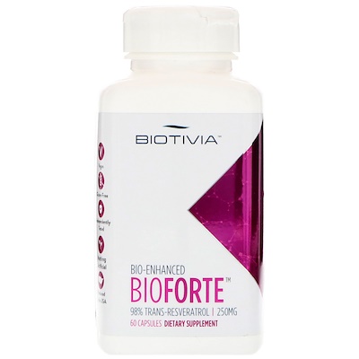 

Biotivia Bioforte, 98% транс-ресвератрола, 250 мг, 60 капсул