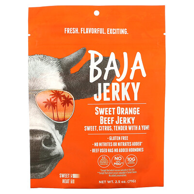 Baja Jerky вяленая говядина, сладкий апельсин, 71 г (2,5 унции)